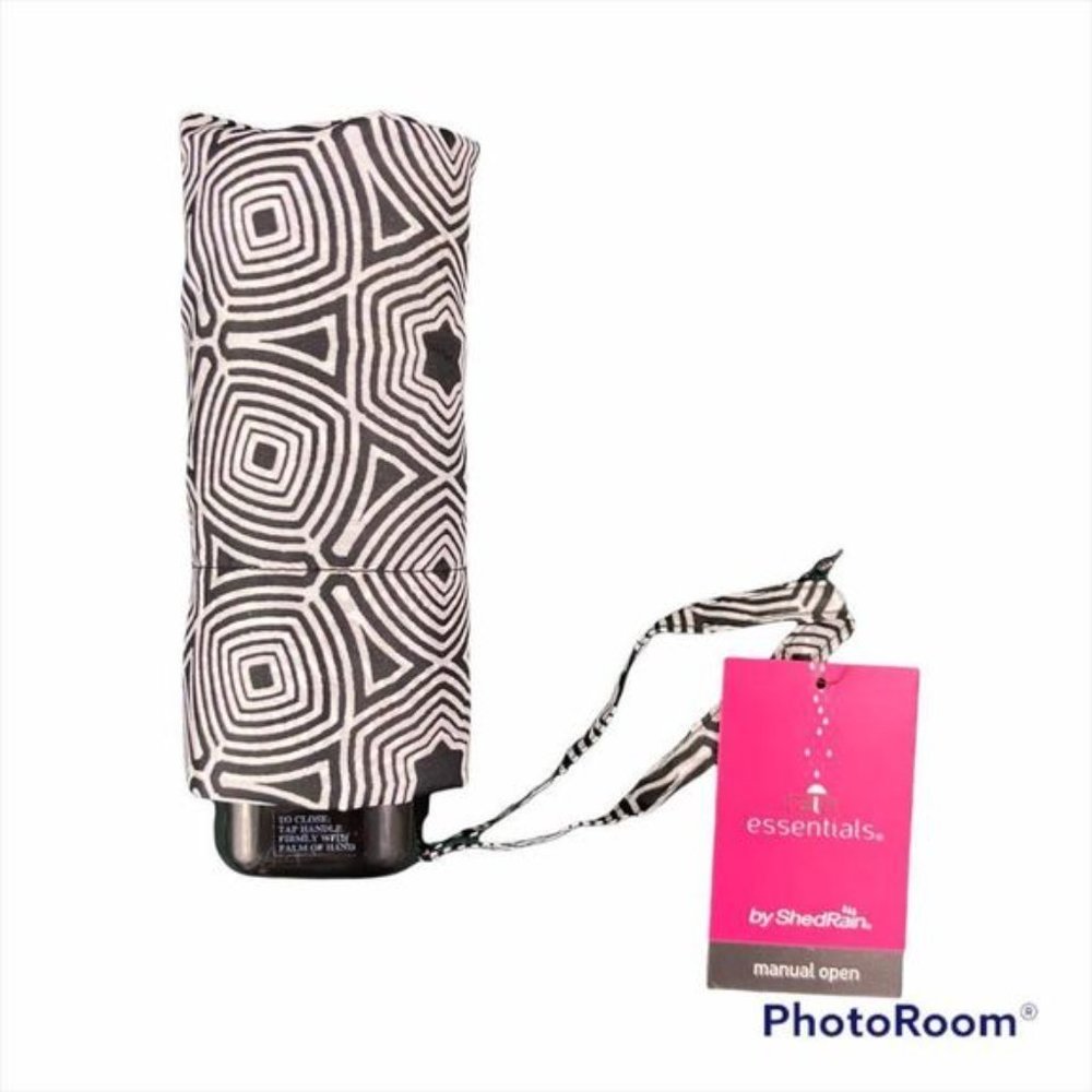 NWT SHEDRAIN Black White Geometric Design Umbrella - Picture 3 of 3